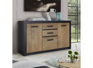 4251581591074 - Lomadox - Wohnzimmer Sideboard modern BAKU-61 in Fresco anthrazit mit Kastanienbraun BxHxT ca 153x88x42 cm - braun 4251581591074 - Lomadox - Wohnzimmer Sideboard modern BAKU-61 in Fresco anthrazit mit Kastanienbraun BxHxT ca 153x88x42 cm - braun