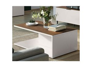 4251581591364 - Lomadox - Couchtisch mit Dualkante CHOLET-01 Kaschmir beige mit Nussbaum-Nb b h t ca 109 39 59cm - beige