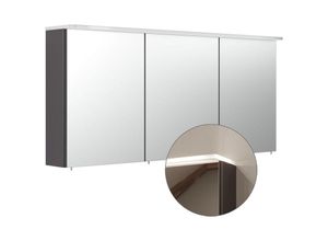 4251581591548 - Lomadox - Badezimmer Spiegelschrank 140cm NEWLAND-02 inkl LED-Acryllampe (Leuchtboden) anthrazit Seidenglanz b h t 140 635 17-22 cm - anthrazit