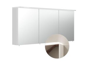 4251581591562 - Badezimmer Spiegelschrank 140cm NEWLAND-02 inkl LED-Acryllampe (Leuchtboden) Hochglanz weiß b h t 140 635 17-22 cm - weiß