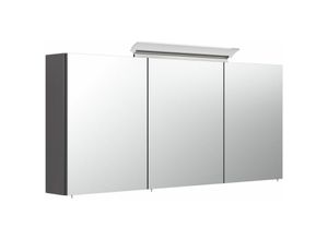 4251581591647 - Badezimmer Spiegelschrank 140cm NEWLAND-02 inkl Aufbau-LED-Acryllampe anthrazit Seidenglanz b h t 140 685 17-23cm - anthrazit