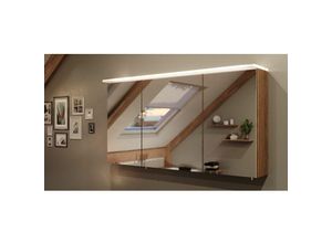 4251581591708 - Spiegelschrank 120cm NEWLAND-02 inkl LED-Acryllampe Eiche hell Nb b h t 120 635 17-22cm - braun