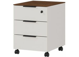 4251581592019 - Lomadox - Rollcontainer mit abschließbarer Schublade ALVESTA-01 in Kaschmir beige und Nussbaum Nb b h t ca 405 55 50 cm - braun