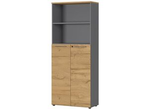 4251581592330 - Lomadox - Aktenschrank Kombischrank 80cm AURAY-01 Graphit Grandson-Eiche-Nb b h t ca 80 197 40cm - anthrazit