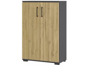 4251581592989 - Lomadox - Büro Aktenschrank PRATO-01 in graphit mit Grandson Eiche Nb b h t ca 80 123 40 cm - braun