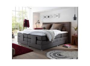 4251581593122 - Boxspringbett Hotelbett Doppelbett MANAUS-09 in Elephant grau Komfort Topper 180 x 200 cm H2 elektrisch verstellbar Taschenfederkern-Matratze