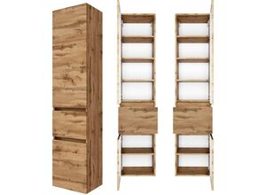 4251581593689 - Lomadox - Badezimmer Seitenschrank LAURIA-03 in Wotaneiche Nb BxHxT ca 40x180x35 cm - braun