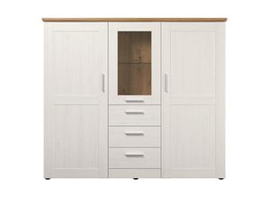 4251585544281 - Trendteam - Geschirrschrank 3 Türen davon eine mit gehärtetem Glas 3 Schubladen L159 cm - Shade