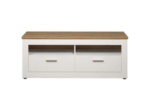 4251585544304 - Trendteam - TV-Möbel 2 Schubladen und 2 Fächer helles Holzdekor und Weiß L148 cm - Shade