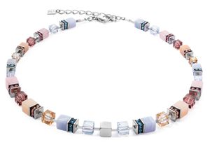 4251588333530 - CŒUR DE LION Damen Collier Edelstahl mit Chalzedon Aventurin und Rosenquarz weiß