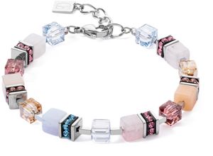 4251588333554 - CŒUR DE LION Damen Armband Edelstahl mit Chalzedon rosa Aventurin und Rosenquarz weiß