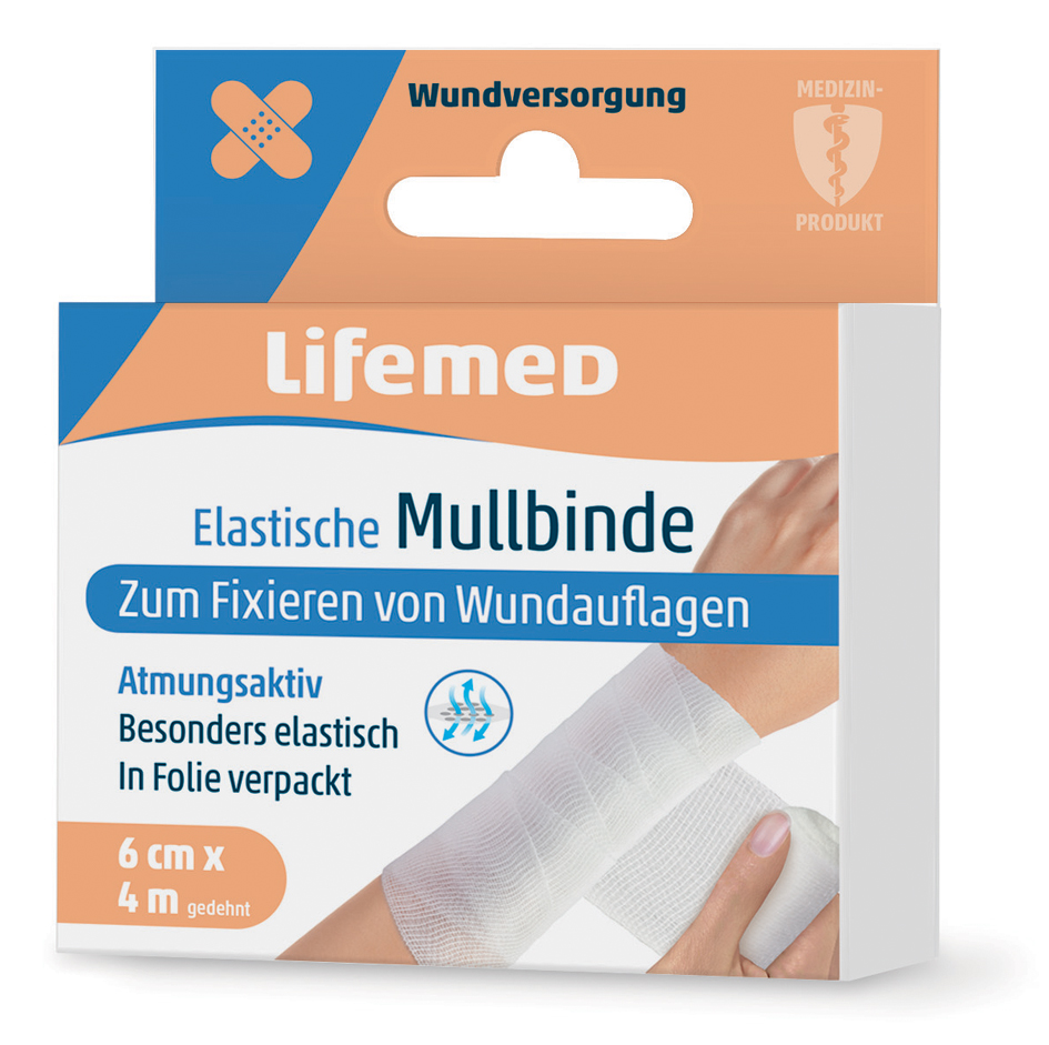 4251594201779 - Lifemed Mullbinde elastisch weiß 60 mm x 40 m