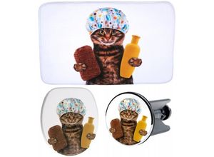 4251599522985 - 3-teiliges Badezimmer Set Shower Cat