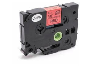 4251605231528 - Vhbw - Schriftband Kassette 9mm schwarz auf rot extra stark kompatibel mit Etiketten-Drucker Brother P-Touch E500VP E550W E550WVP E800W GL100