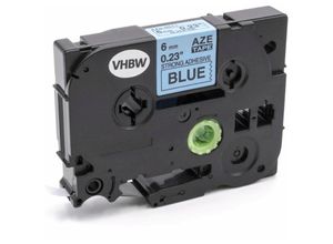 4251605232600 - Vhbw - Schriftband Kassette 6mm schwarz auf blau extra stark kompatibel mit Etiketten-Drucker Brother P-Touch P750TDI P750W P900 P900NW P900W