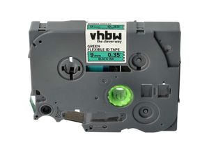 4251605241855 - Schriftband-Kassette kompatibel mit Brother P-Touch GL1000 GL200 H100 H100LB H100R H101 Etiketten-Drucker 9mm Schwarz auf Grün Flexibel - Vhbw