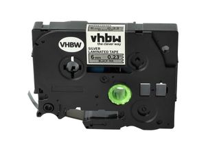 4251605292468 - Vhbw - 1x Schriftband-Kassette kompatibel mit Brother pt 1000 1000BTS 1005F 1005 1005BTS Etiketten-Drucker 8m x 6mm Schwarz auf Silber Laminiert