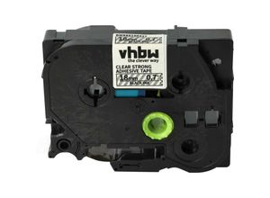 4251605293632 - 1x Schriftband-Kassette kompatibel mit Brother pt 1000F 1000BTS Etiketten-Drucker 8m x 18mm Schwarz auf Transparent Extra Stark Laminiert - Vhbw