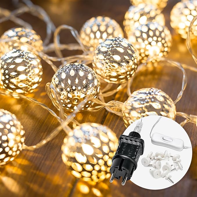 4251609501382 - Marokkanische LED-Lichterkette für den Innenbereich mit Stecker - 7 Meter und 20