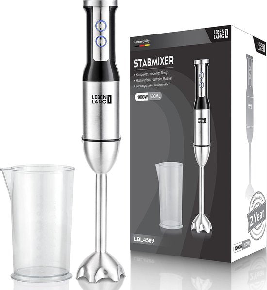 4251609503454 - 1000 W Stabmixer Edelstahl - mit Spritzschutz und 8 Stufen plus Turbo | hochwertiger Pürierstab Edelstahl und Mixstab | Küchenzauberstab | Stabmixer Rührstab - Mixer 1000 Watt 4251609503454 - 1000 W Stabmixer Edelstahl - mit Spritzschutz und 8 Stufen plus Turbo | hochwertiger Pürierstab Edelstahl und Mixstab | Küchenzauberstab | Stabmixer Rührstab - Mixer 1000 Watt