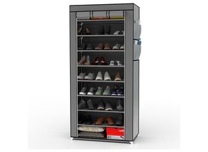 4251617409410 - - Faltschrank 170x58x28 cm in asch grau - mit Reißverschluss Stoffschrank Kleiderschrank Schuhregal mit 9 Ablagefächern - grey