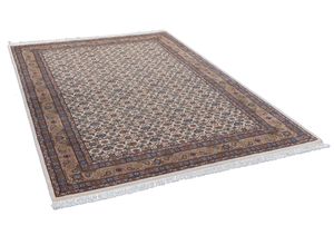 4251619608309 - Orientteppich THEKO Benares Herati Teppiche Gr B L 40 cm x 60 cm 12 mm 1 St braun (braun creme) Fransenteppich Bidjar-Teppiche reine Wolle handgeknüpft mit Fransen