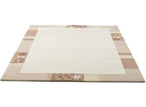 4251619610135 - Wollteppich THEKO Royal Ganges Teppiche Gr B L 60 cm x 90 cm 13 mm 1 St beige Schurwollteppiche reine Wolle mit Bordüre ideal im Wohnzimmer & Schlafzimmer