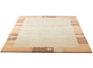 4251619610258 - Wollteppich THEKO Royal Ganges Teppiche Gr B L 60 cm x 90 cm 13 mm 1 St beige (creme) Schurwollteppiche reine Wolle mit Bordüre ideal im Wohnzimmer & Schlafzimmer