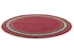 4251619618940 - Orientteppich HOME AFFAIRE Levin Teppiche Gr Ø 100 cm 12 mm 1 St rot Fransenteppich Orientalische Muster handgeknüpft mit Fransen ideal im Wohnzimmer & Schlafzimmer