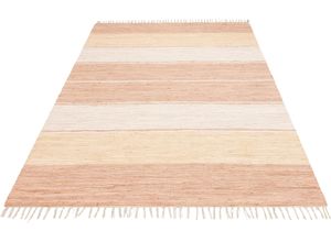 4251619619749 - Teppich HOME AFFAIRE Merle Teppiche Gr B L 160 cm x 230 cm 5 mm 1 St beige Fransenteppich Baumwollteppiche Flachgewebe gestreift handgewebt beidseitig verwendbar mit Fransen