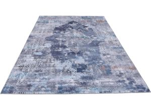 4251619633394 - Teppich GINO FALCONE Cecilia 068 Teppiche Gr B L 90 cm x 160 cm 3 mm 1 St blau Orientalische Muster Flachgewebe bedruckt Vintage Design