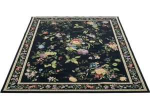 4251619638863 - Teppich THEKO Flomi Sagrini Teppiche Gr B L 120 cm x 170 cm 4 mm 1 St schwarz Baumwollteppiche Flachgewebe Pastell-Farben Blumen Design