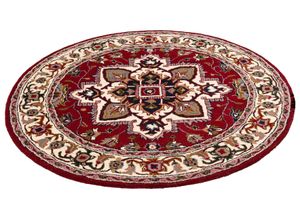 4251619649333 - Wollteppich HOME AFFAIRE Aman Teppiche Gr Ø 150 cm 14 mm 1 St rot Esszimmerteppiche reine Wolle Orient Optik ideal im Wohnzimmer & Schlafzimmer