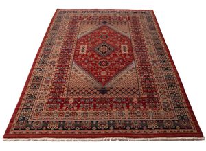 4251619658359 - Wollteppich THEKO Saharna 2400 Teppiche Gr B L 60 cm x 90 cm 12 mm 1 St rot Fransenteppich Orientalische Muster reine Wolle Orient-Optik mit Fransen