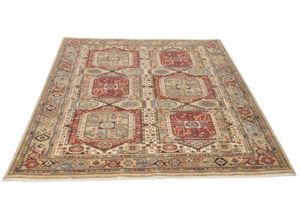 4251619661526 - Wollteppich THEKO Saharna 7275 Teppiche Gr B L 60 cm x 90 cm 10 mm 1 St beige Fransenteppich Orientalische Muster reine Wolle Orient-Optik mit Fransen