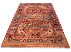 4251619661595 - Wollteppich THEKO Saharna 7518 Teppiche Gr B L 60 cm x 90 cm 12 mm 1 St rot Fransenteppich Orientalische Muster reine Wolle Orient-Optik mit Fransen