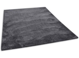 4251619679828 - Hochflor-Teppich TOM TAILOR HOME Shaggy Teppich Cozy Teppiche Gr B L 65 cm x 135 cm 25 mm 1 St grau (anthracite) Esszimmerteppiche Uni Farben auch in Pastell ideal im Wohnzimmer & Schlafzimmer