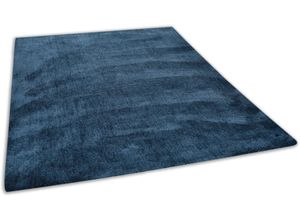 4251619680152 - Hochflor-Teppich TOM TAILOR HOME Shaggy Teppich Cozy Teppiche Gr B L 65 cm x 135 cm 25 mm 1 St blau (petrol) Esszimmerteppiche Uni Farben auch in Pastell ideal im Wohnzimmer & Schlafzimmer