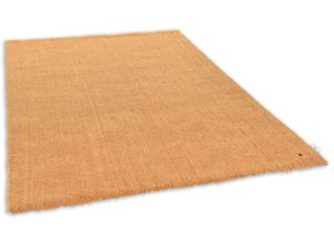 4251619680374 - Hochflor-Teppich TOM TAILOR HOME Shaggy Teppich Cozy Teppiche Gr B L 65 cm x 135 cm 25 mm 1 St goldfarben Esszimmerteppiche Uni Farben auch in Pastell ideal im Wohnzimmer & Schlafzimmer