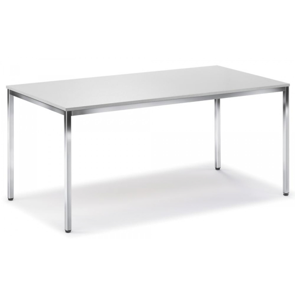 4251635606143 - Besprechungstisch 248691 72cm (H) 160x80cm (BxT) 6 Personen rechteckig lichtgrau   chrom 4251635606143 Deskin