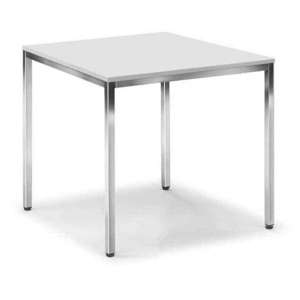 4251635613127 - Besprechungstisch 248681 72cm (H) 80x80cm (BxT) 4 Personen quadratisch lichtgrau   chrom 4251635613127 Deskin