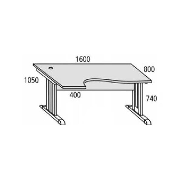 4251635614063 - Schreibtisch 212720 74cm (H) 1600mmx1050mm (BxT) Freiform ahorn   Alusilber RAL 9006 4251635614063 DESKIN