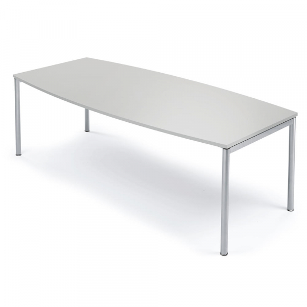 4251635624468 - Konferenztisch 273306 745cm (H) 220x100cm (BxT) 8 Personen Tonnenform lichtgrau   silber 4251635624468 Deskin