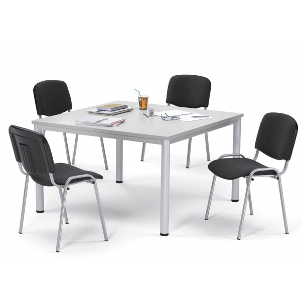 4251635624925 - Besprechungstisch 259709 72cm (H) 120x120cm (BxT) 8 Personen quadratisch lichtgrau   silber 4251635624925 Deskin