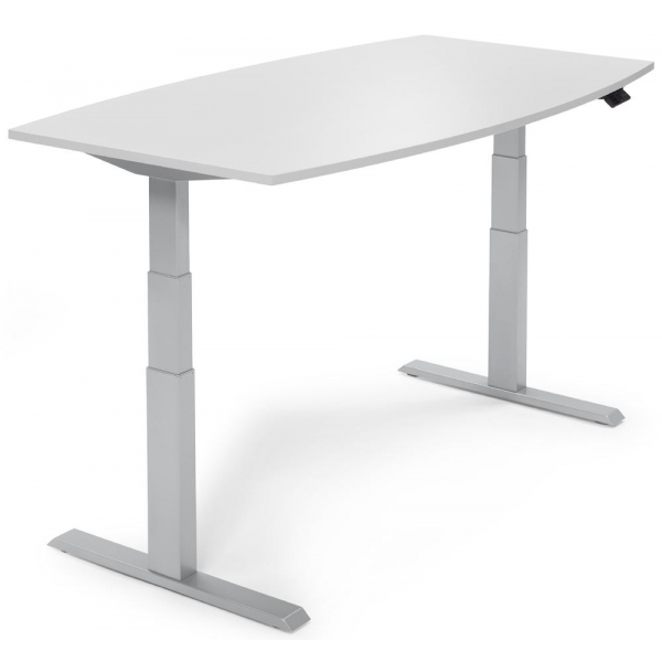 4251635664990 - Sitz-Steh-Besprechungstisch 286989 elektrisch höhenverstellbar 130cm (H) 200x100cm (BxT) 8 Personen Tonnenform lichtgrau   