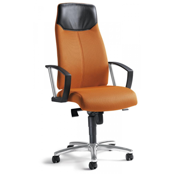 4251635685605 - Chefsessel ALTHEA orange   chrom mit festen Armlehnen bis 110kg mit Kopfstütze 4251635685605 Deskin