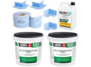 4251659223869 - Level+ - level+ Dichtset 40kg Balkonabdichtung 2K Badabdichtung Dichtband Tiefengrund SET35