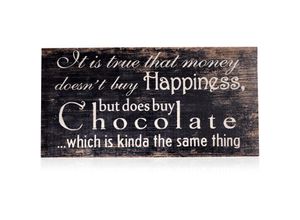 4251675200141 - Wandschild Holzschild Wandbild Holzbild Bild aus Massivholz mit Spruch Happiness 100 x 50 x 35 cm Mehrfarbig - Melko