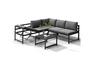 4251675212717 - Gartenlounge-Set Ecklounge mit Liegefunktion Aluminium Sitzgruppe wetterfe