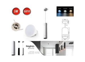 4251678440384 - - Hängeleuchte beta Zylinder Ø60mm x 250mm Deckenleuchte Hängelampe Pendelleuchte 1 Flammig inkl led GU10 5W Kaltweiß Leuchtmittel Weiss